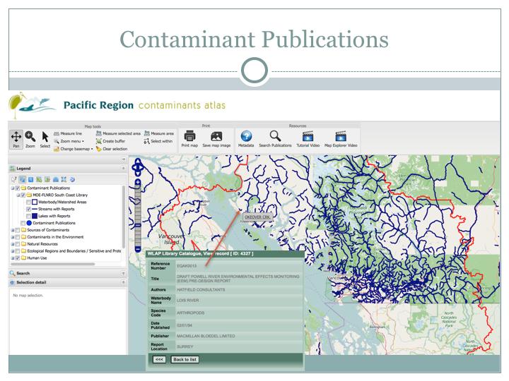 Slide 5: This is a view of another PRCA information channel to the BC Ministries of Environment (MOE) and Forests, Lands and Resource Operations (FLNRO) for the South Coast library of reports and