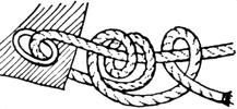 Half hitch...a quick way to tie off to a post. Two Half hitch.