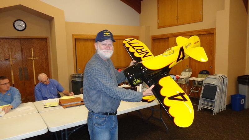 It was powered with a Saito 100 4-stroke and swung a three-bladed prop. It was equipped with electric retracts. As of the meeting Tim had not done the maiden flight as yet.