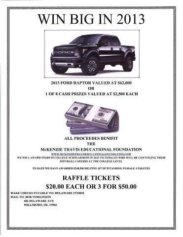 Contact a Delaware Storm member to get your chance to win this truck or various cash prizes.