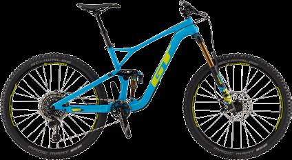 Color 1 Gloss Cyan W/ GT Yellow & Deep Navy FORCE CARBON PRO frame, Boost 148 rear spacing, ISCG05 mounts, LockR pivots, Metric Trunnion Fox Float Factory 36, 160mm, Kashima, FIT4 Damper, 3-Pos Adj,