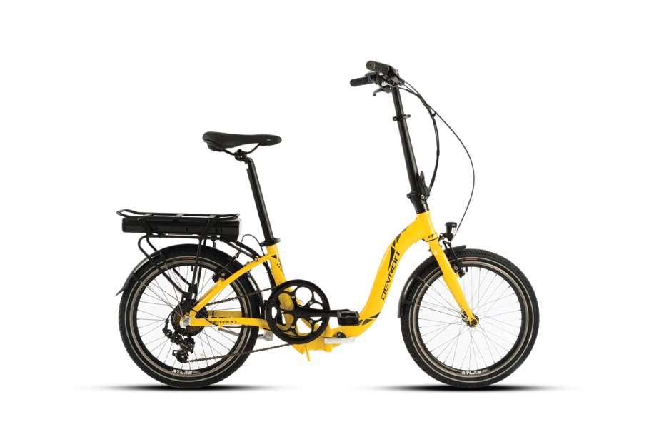 Devron 20122 Folding E-bike Color: black ; yellow 19.5 unisize FOLDING Etrotek Rear Drive, 36V, 250W, Brushless Phylion, 36V, 8.