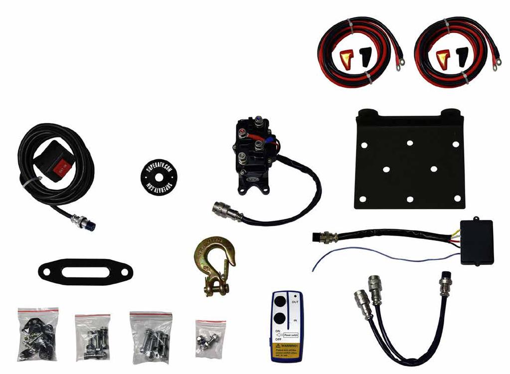 OPERATING MANUAL 2753 Michigan Road Madison, Indiana 47250 812-574-7777 EWP3500A Winch Winch Wiring Rocker Switch Solenoid Mounting Plate Baffle Ring Fairlead Clevis Hook and Pin Control Box Hardware