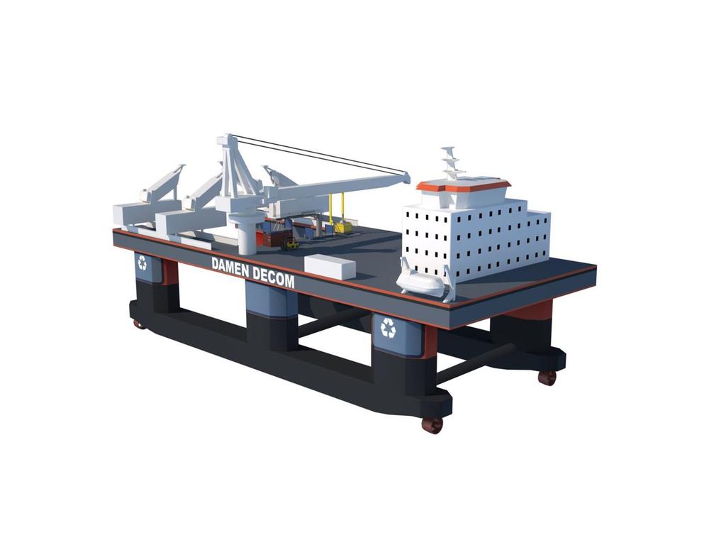 THE VESSEL MAIN CHARACTERISTICS Motion-compensated topside lifting system Portable equipment: offshore gangway ROV-LARS 1100 m 2 free deck area Strengthened for wheeled loads Offshore auxiliary crane