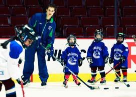 Canucks Mascot Fin brings a fun-first message to the Canucks Centre for BC Hockey program First Strides.