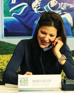 Andrea Kesler talks to donors who called from around the province to make a contribution to the Canucks for Kids Fund Telethon.