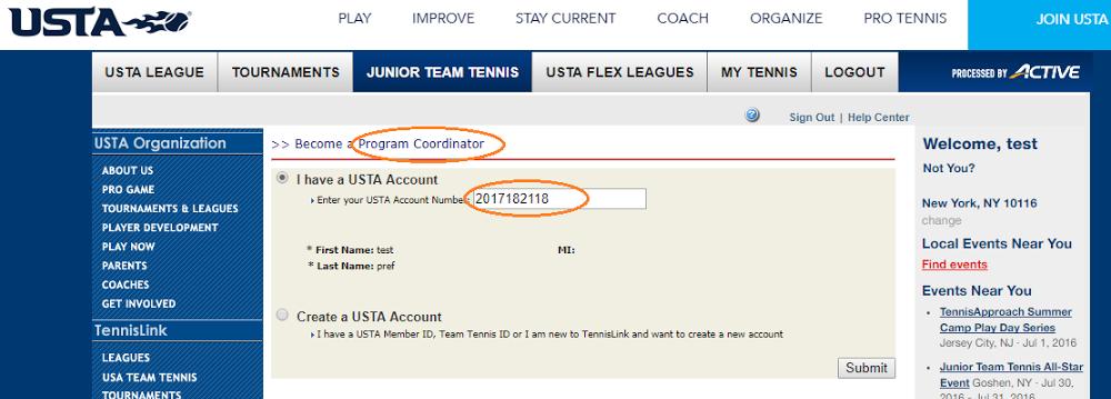 If a parent or coach wants to become a Program Coordinator, they can follow the steps below to become a coordinator in the TennisLink system: 1. Navigate to TennisLink (http://tennislink.usta.com).