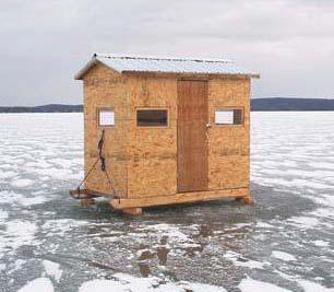 It has an opening in the fl oor to fi sh through. The ice shanty helps Fishermen need a hat, gloves, a winter coat and boots to stay warm.