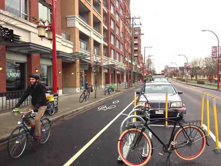 bike lanes, bike corrals, traffic calming (turning restrictions, one-way)