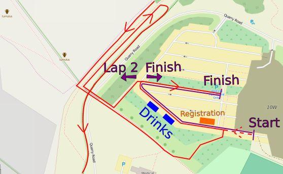 Once at the summit you can relax for a while and build up some pace along the flat section as you skirt the the golf course perimeter passing the 2km mark as you go. After 2.