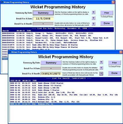 Wicket Transaction History Report Wicket Programming History: All of the screens providing the ability to read and show the content of a Wicket also have a Wicket History button that brings up the