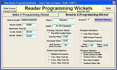 Read In A Programming Wicket: Upon opening the screen for Reader Programming Wickets you will first see the screen to the right.