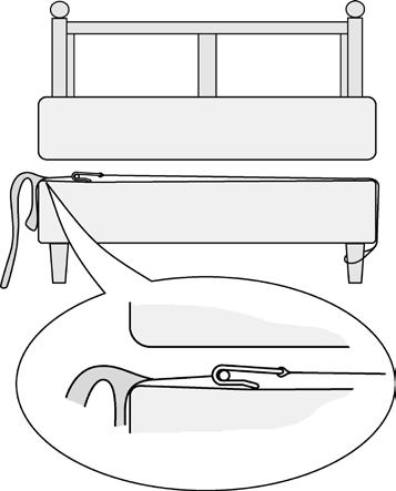 1) and position the loosely alongside the bed, clear of any obstacles such as a bedside table.