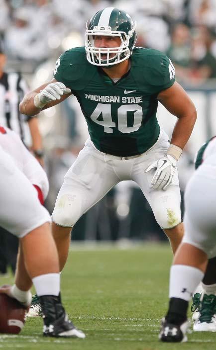 .. is a thirdgeneration Spartan, following in the footsteps of his grandfather Hank (guard, 1952-54) and father Shane (linebacker, 1983-86) who played football at MSU.