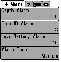 Alarms Menu Tab From any view, press the MENU key twice to access the Main Menu System. The Alarms tab will be the default selection.