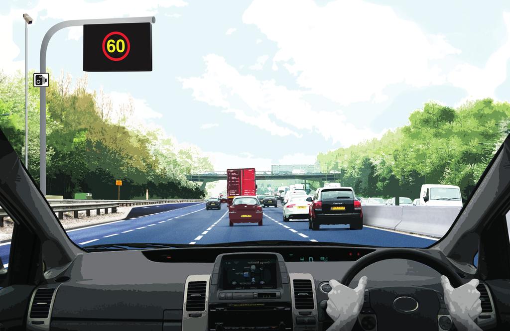 What smart motorways include Variable mandatory speed limits Speed limits will be set to smooth traffic flows. The limits will be clearly displayed on overhead gantries and roadside signs.