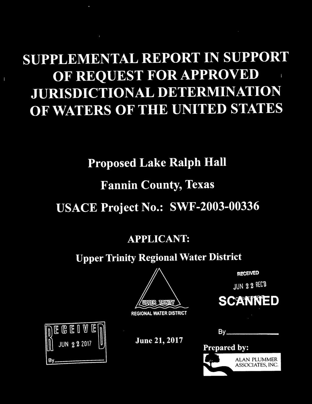 : SWF-2003-00336 APPLICANT: Upper Trinity Regional Water District REGIONAL WATER DISTRICT m[e