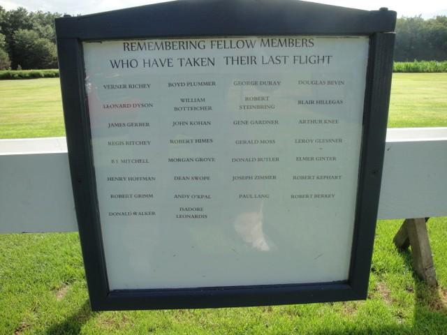These individuals have taken their last flight, and it's nice to remember them at our field where they all spent so much time flying RC. The new tribute plaque at our field. August Club Meeting.