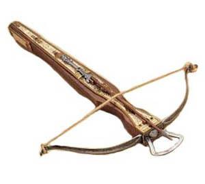 Crossbow A crossbow is a range weapon that shoots projectiles (called bolts or quarrels) consisting of a bow mounted on a stock.