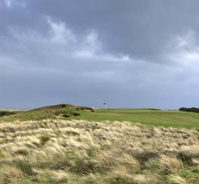 The par three, seventh on the Old Course at the National Golf Club is a stunning short hole over a gully