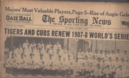 1935 World Series The Sporting News Oct. 3 rd Display Paper 1935 World Series The Sporting News Oct. 3 rd Edition Display Paper (Incredible display potential with this 1935 TSN paper.