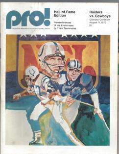 1973 Oakland Raiders (NFL) Program vs Dallas Cowboys (Hall of Fame Edition August 11, 1973.