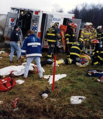 Lesson 1 A Routine Incident Aftermath Eight firefighters and two EMTs were struck by the 18-wheeler as it slid into the