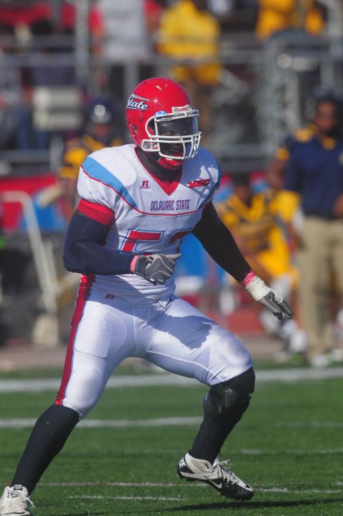 ADJEI LEADER OF VETERAN DEFENSE Delaware State University inside linebacker Ernest Adjei (sr.; Woodbridge, Va.) knows a thing or two about the long road to success.