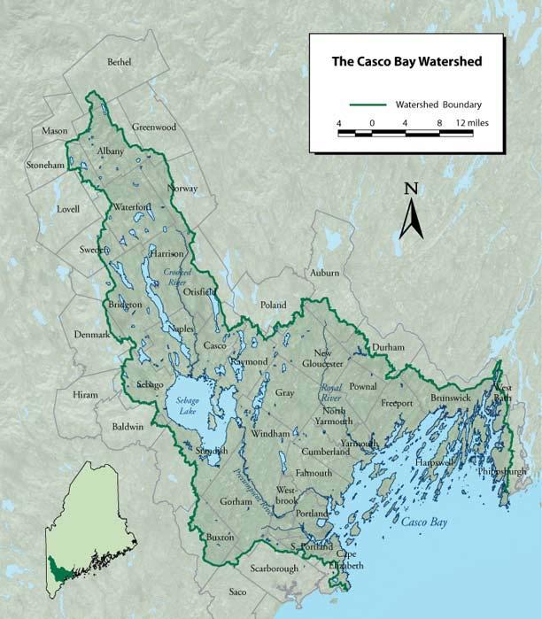 Map 2: Casco Bay Watersheds The Bay s cold waters hold more dissolved oxygen and carbon dioxide than warm water encouraging plant life.