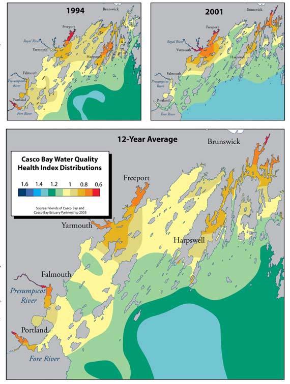 Map 3: Friends of Casco Bay Water Quality Health Index But in many parts of Casco Bay,