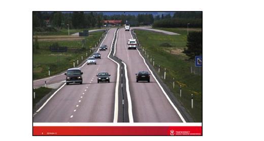 One of the strategies considered in the evaluation is the Swedish 2+1 roadway as illustrated below. This innovative approach proves effective in providing crash reduction.