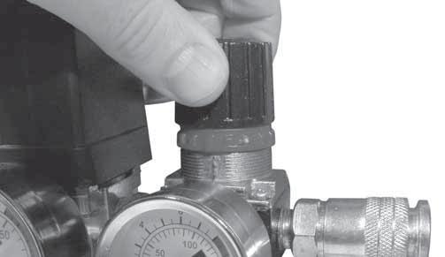 Make sure the air compressor is off and unplugged. OPERATION Rotate pressure regulator knob fully in the counter-clockwise direction so that the outlet pressure is at zero (0) psi. Fig.