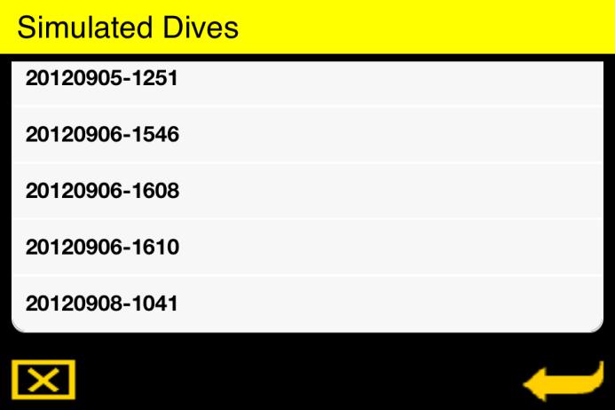 22. SIMULATED DIVES LOG Click on Main Menu > Dive Planner>Simulated Dives(Figure 22.1).