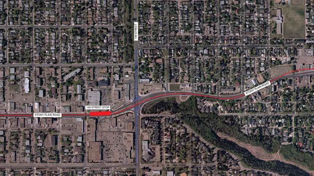 Design update Stony Plain Road / 149 Street crossing (recommended change) Recommended change: 149 Street underpass Based on the assessment and public input, this new urban interchange op on is