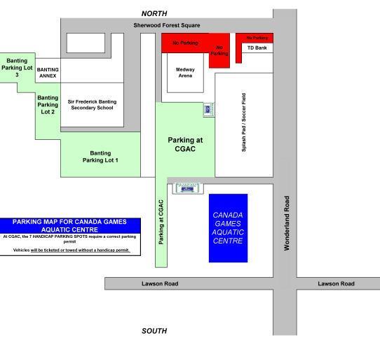 Appendix G Parking Options Parking is available at: 1. Canada Games Aquatic Centre (CGAC) 2. Banting Lots 1, 2 and 3 3.