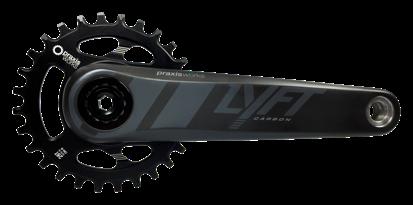 MTN CRANKS LYFT CARBON - M30 THRU Carbon arms 3-Bolt Direct Mount 170 / 175 lengths M30 THRU alloy spindle Requires Praxis M30 THRU BB Wave Tech DM ring for 49mm or BOOST 52mm chain line included