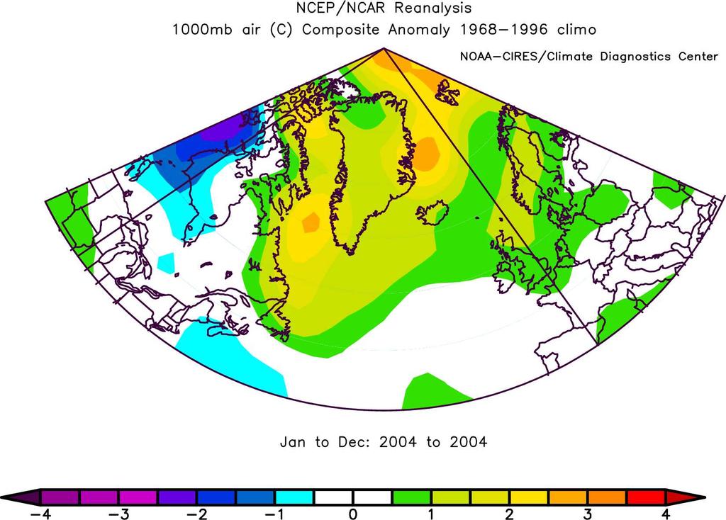 Figure 5. Annual mean air temperature observed at Nuuk and Tasiilaq for the period 1873 2004. Figure 6.