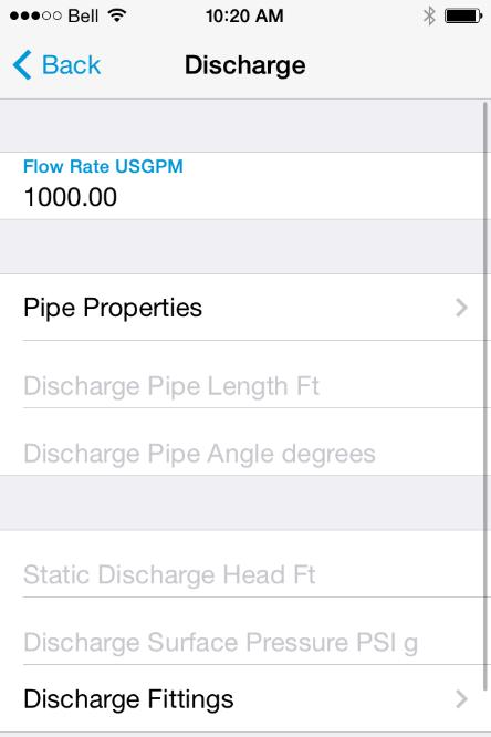 Discharge Pipe Properties.