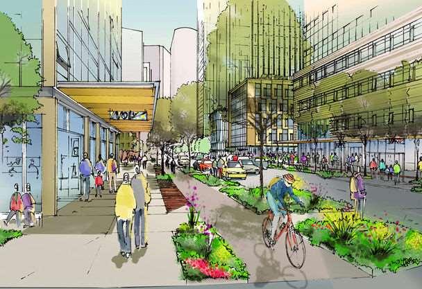 Amazon Development Amazon will support its three tower Denny Triangle development by: Constructing two blocks of cycle track