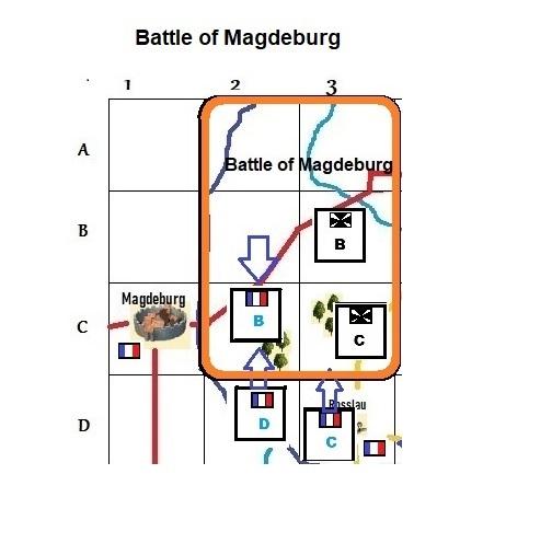 By Monday, April 5, the Prussians had pinned a French column with no choice but to accept battle (they did not have enough maneuver points to leave the French ZOCs).