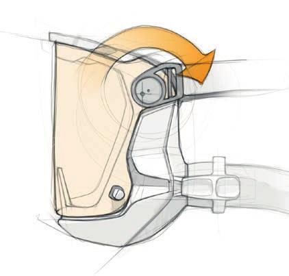 Due to the rotation the visor is pushed against the visor seal