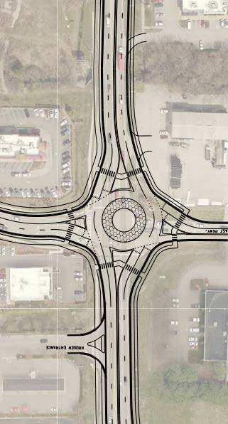 with center median and left-turn lanes Five-Lane