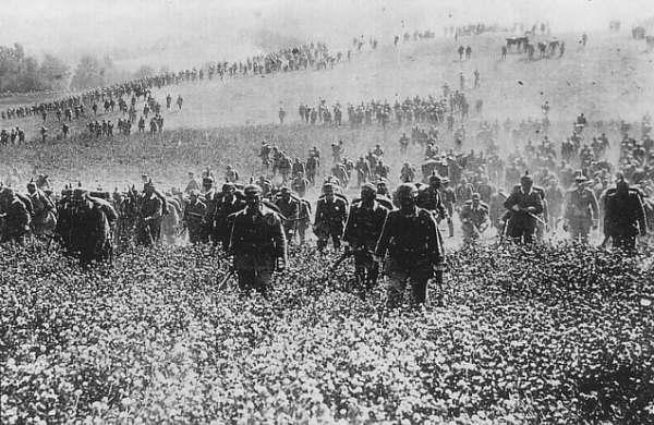 German troops advancing towards Villers-Cotteret 1 st Sept.