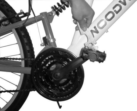 each pedal by hand into cranks and tighten using the