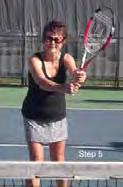 Step 2: The Back Swing: Once Linda realizes that the ball has been directed to her backhand, she will turn her upper body and will take the racket slightly back.