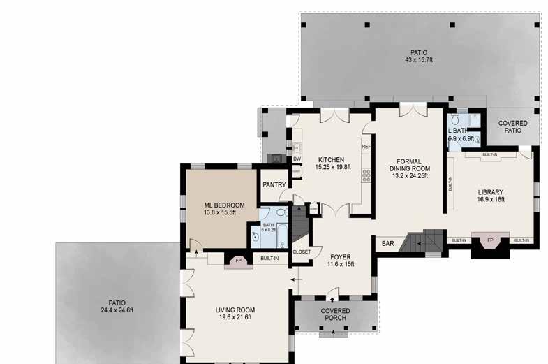 MAIN HOUSE FLOORPLANS 6 Bedrooms *Library as potential 6th bedroom with