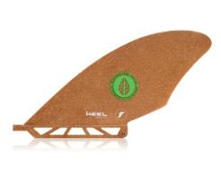 The new fin is made from a wood-plastic composite manufactured by Green Dot Bioplastics.