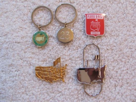 4. (2) - Official Masters Courtesy Car (Cadillac) Key ring with a ball marker size medallion and car #23 & #24 engraved on the back of the medallion, in excellent condition Sale price @ $50 each 5.