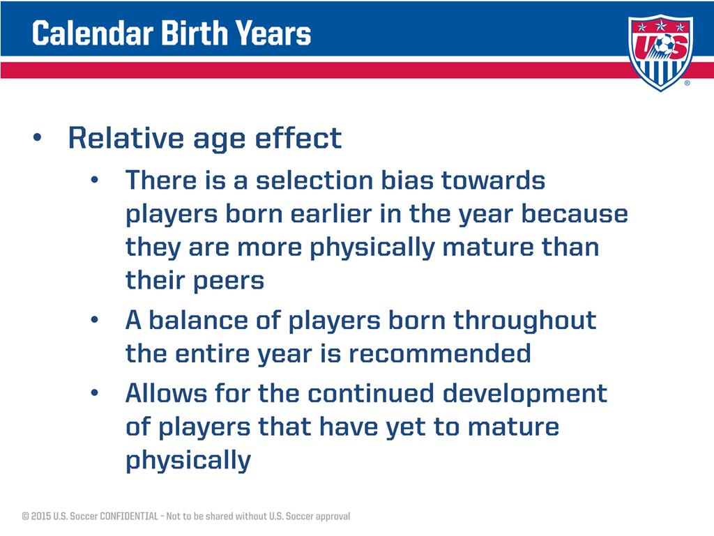 Relative age effect refers to the selection bias towards players born earlier in the year.