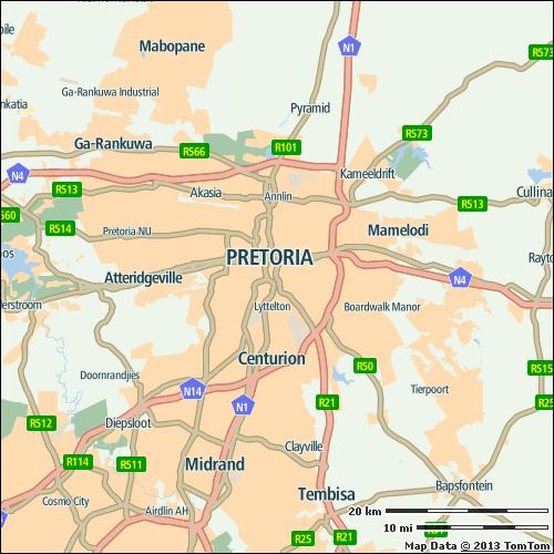 Pretoria Congestion level 24% Ranking Ranking of city compared to continent 4/6 Congestion level on highways 11% Congestion level
